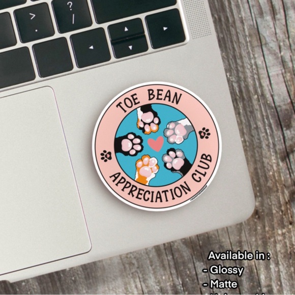 Toe Bean Appreciation Club Handmade Vinyl Stickers, original artwork. - Picture 2 of 7